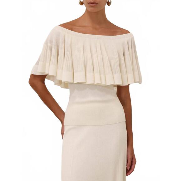 ZIMMERMANN Tops - NEW ZIMMERMANN illuminate pleated frill top in ivory